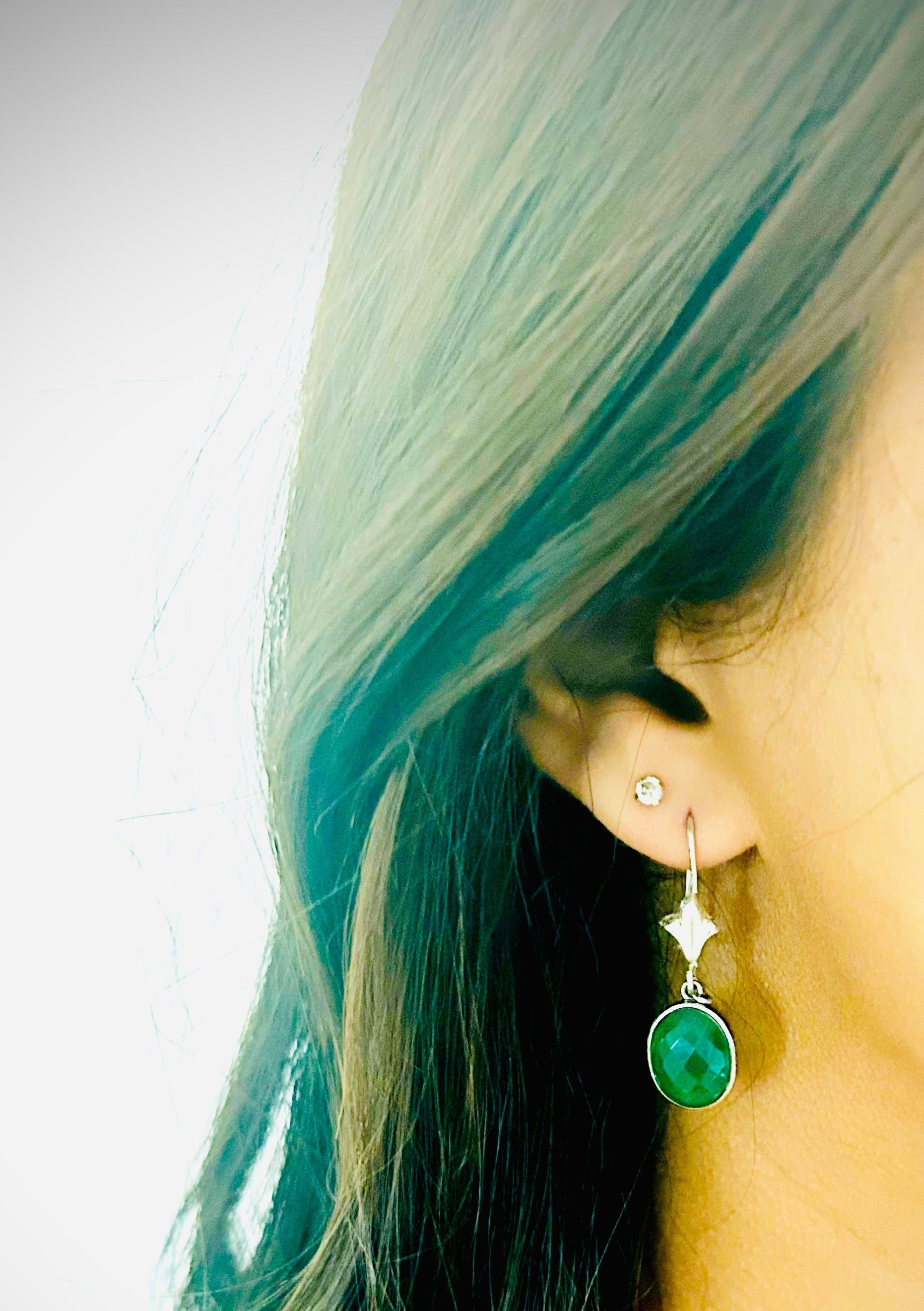 Green Onyx Vintage Earring