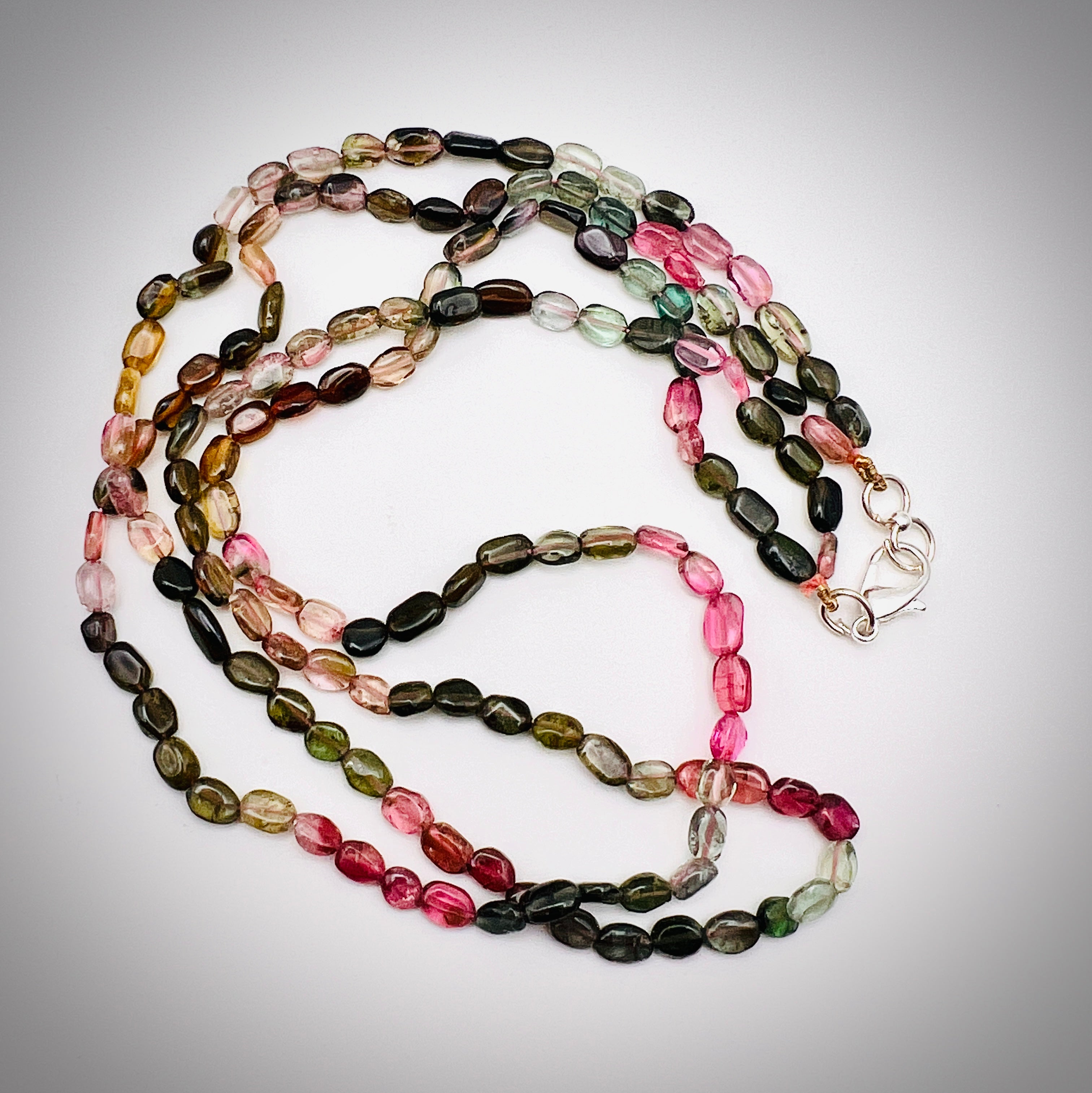 Multicolor Tourmaline Oval Beads Necklace