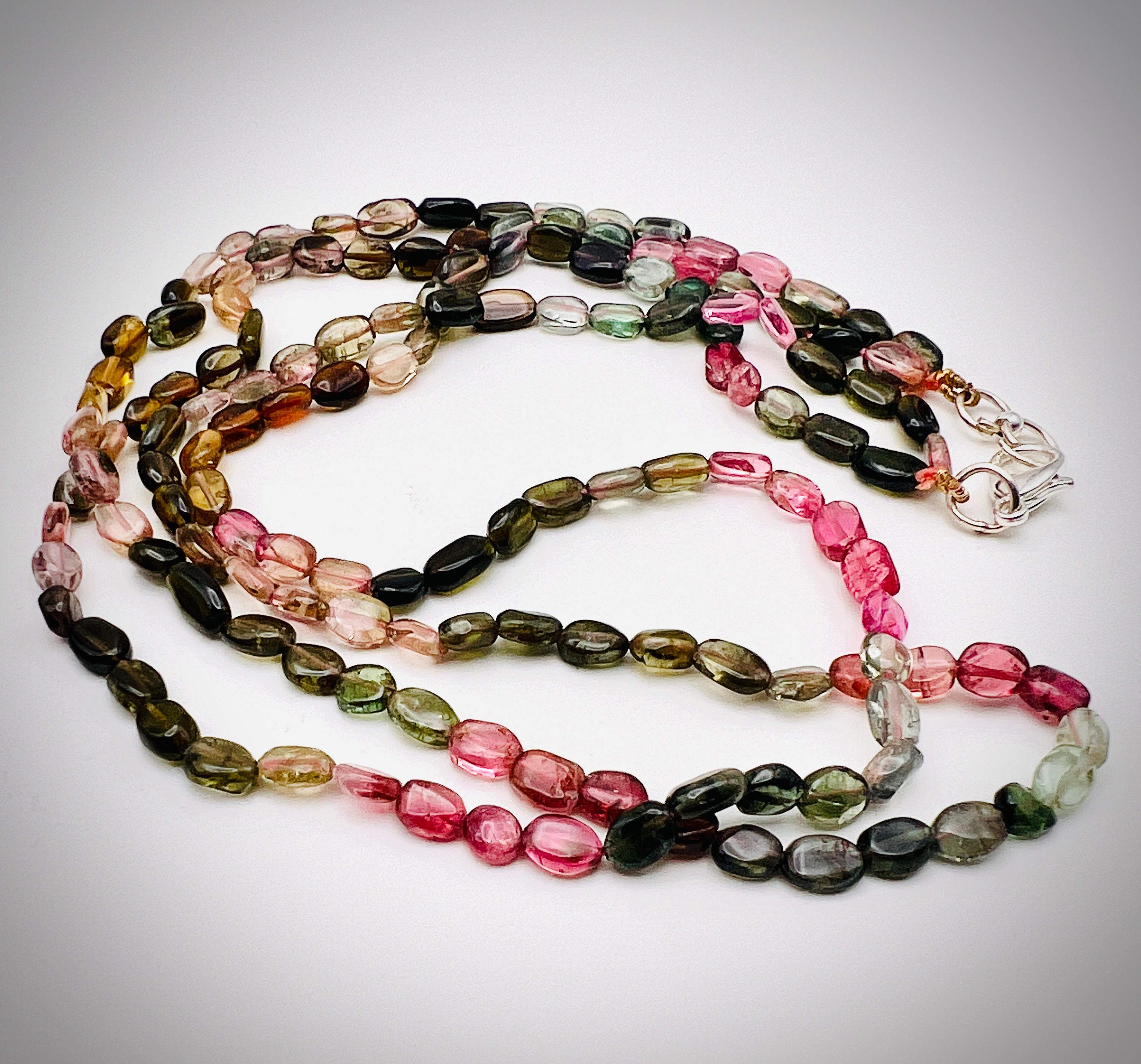 Multicolor Tourmaline Oval Beads Necklace