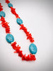 Coral Chips and Turquoise Pearl Necklace