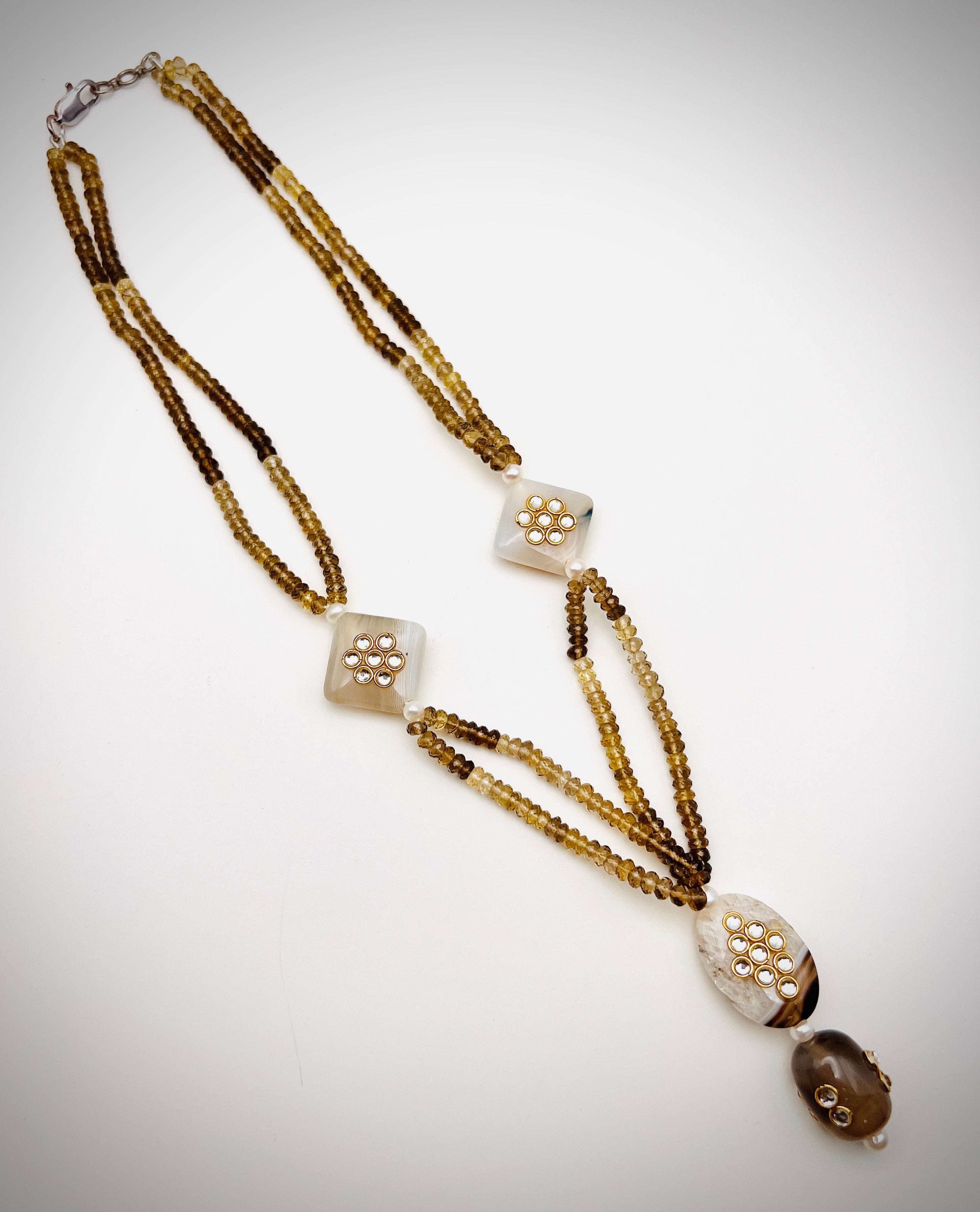 Smoky Topaz Jadtar Work Necklace