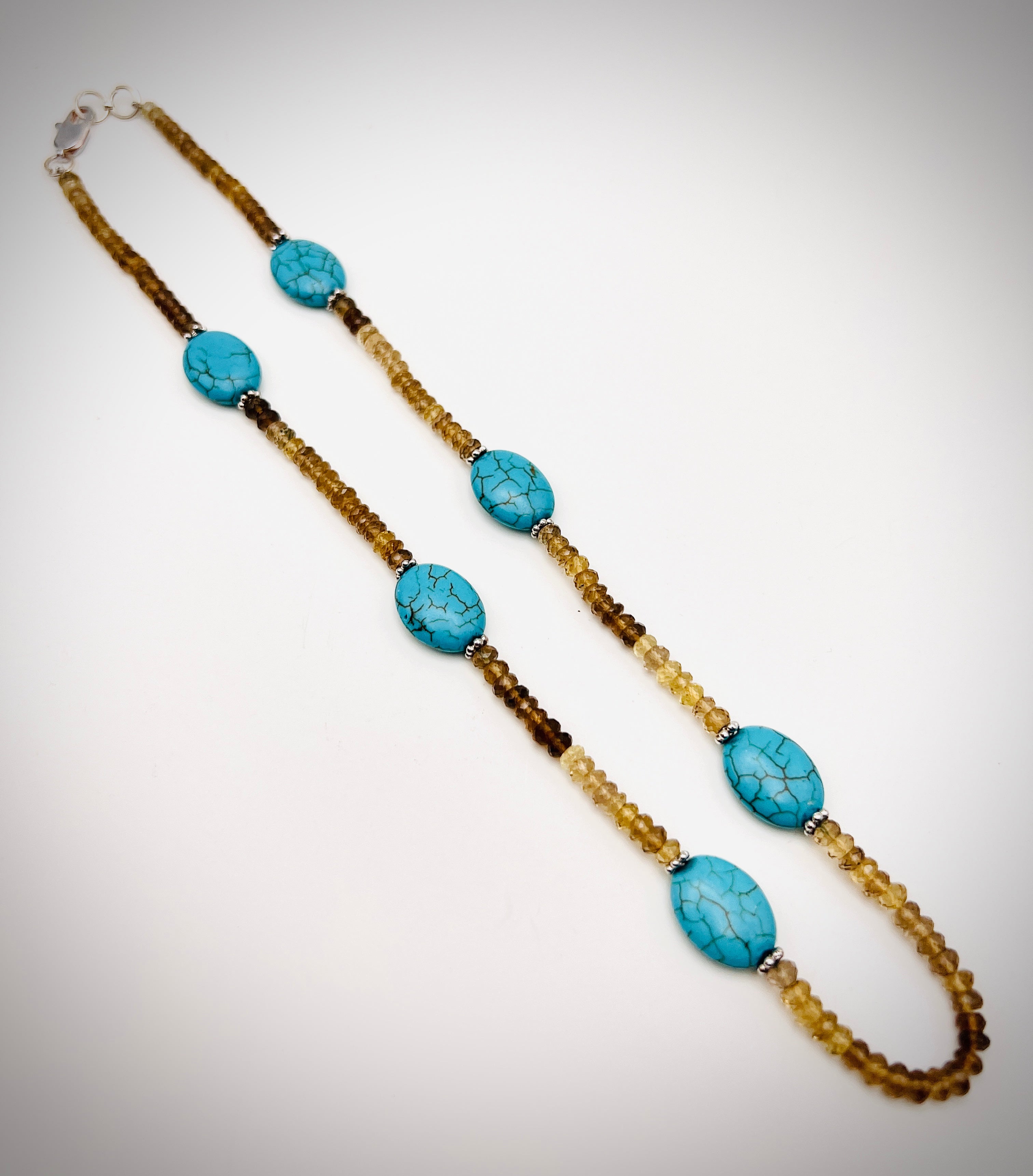 Smoky Topaz and Oval Turquoise Necklace