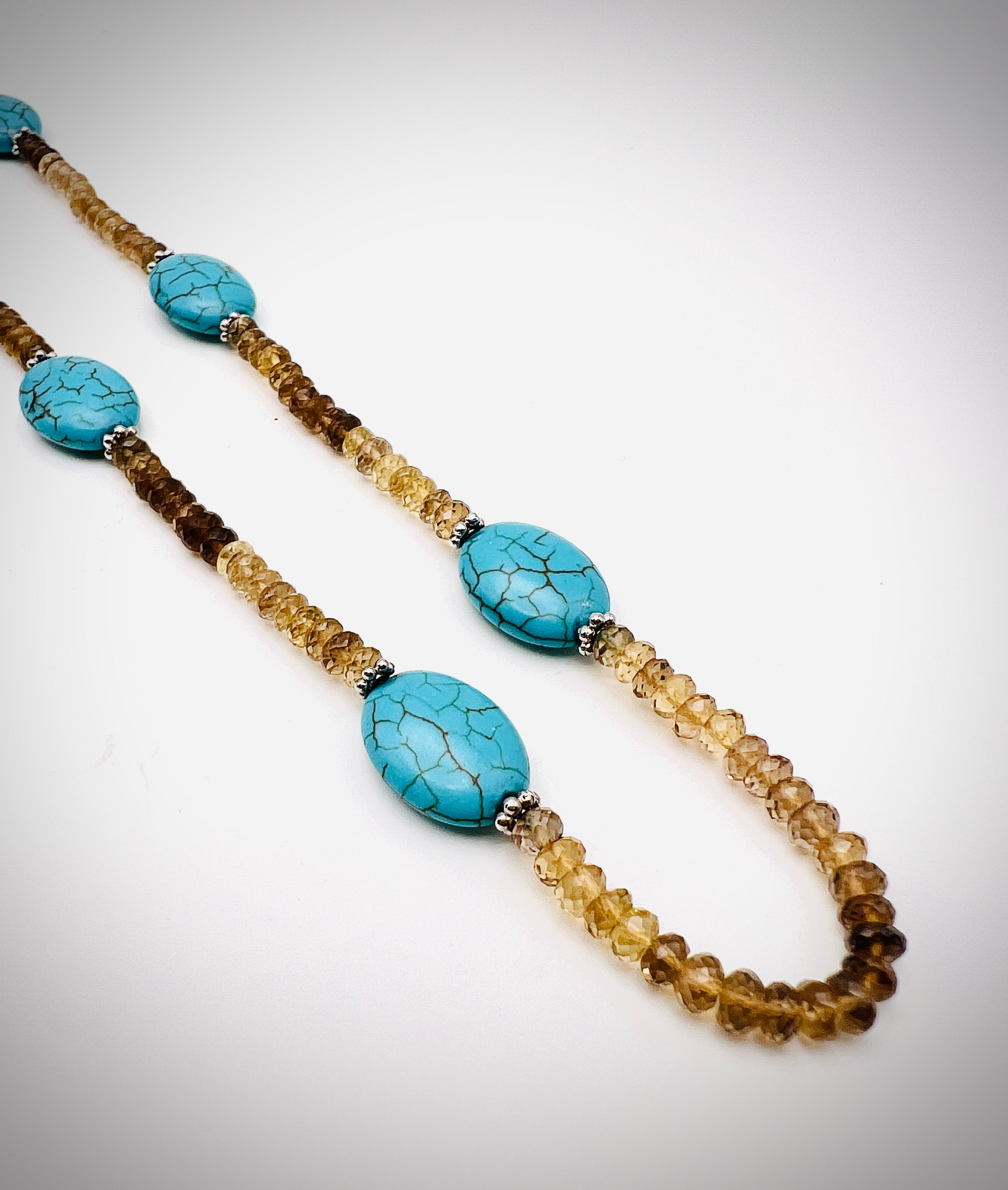 Smoky Topaz and Oval Turquoise Necklace