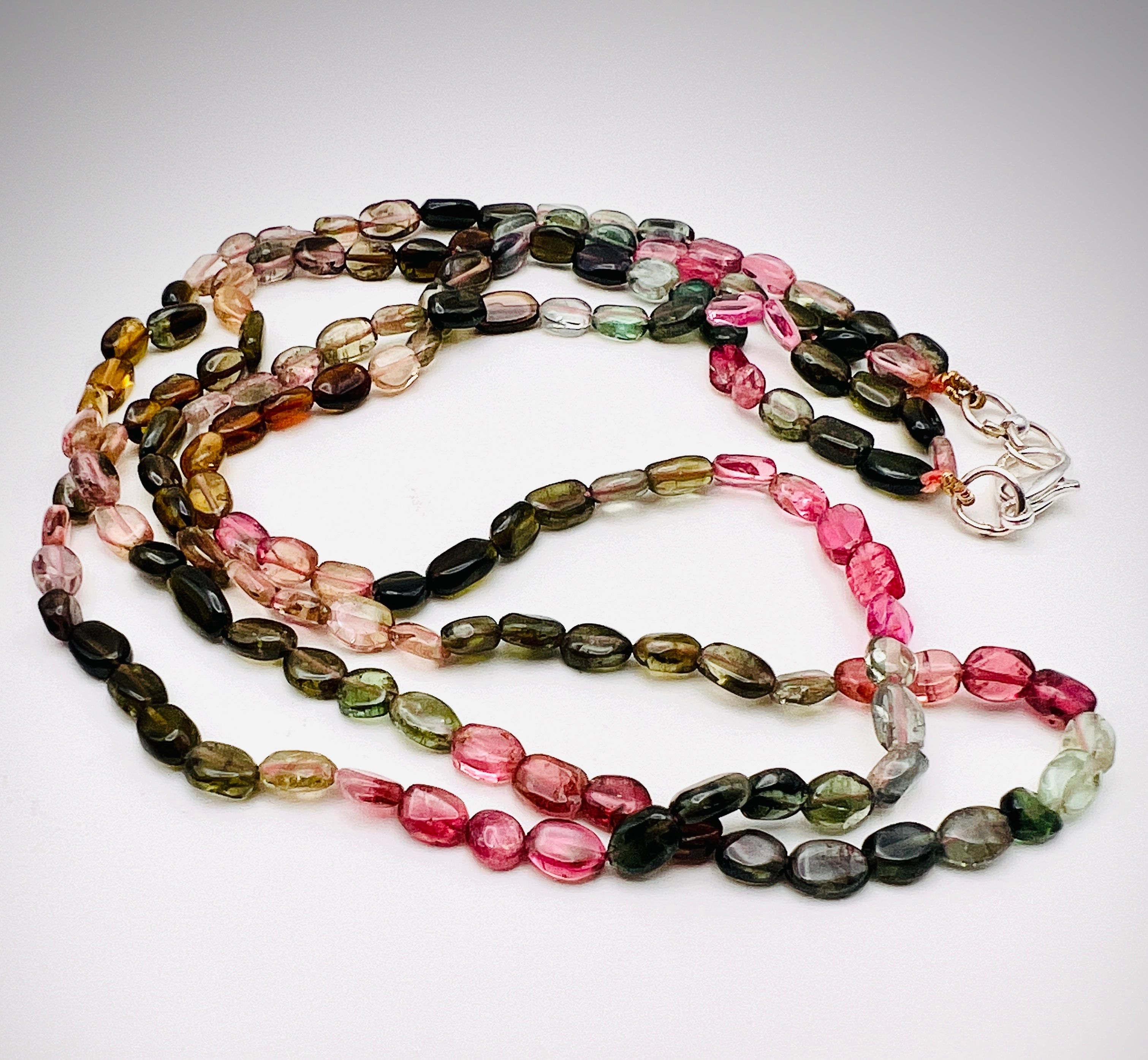 Multicolor Tourmaline Oval Beads Necklace